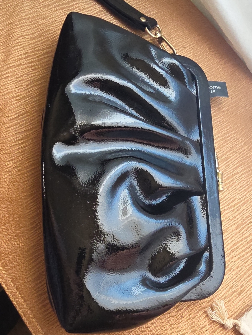 Liz Claiborne Black Patent Wristlet Clutch - Vintage EUC